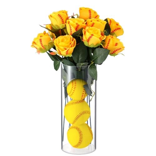 Pcs Rose with Leaves Bulk Artificial Fake Roses Decor Sports Flower 12 Softball