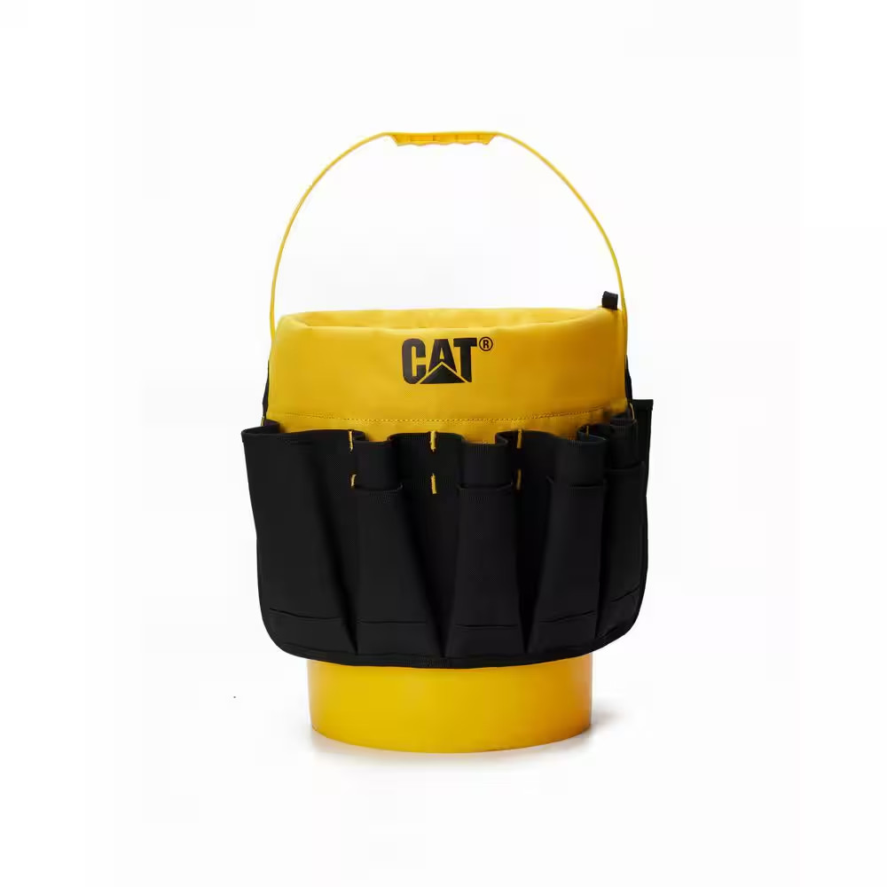 Tool Storage, 18 In., 26 Pockets , Black and Yellow, 600-D Polyester ,Bucket Org