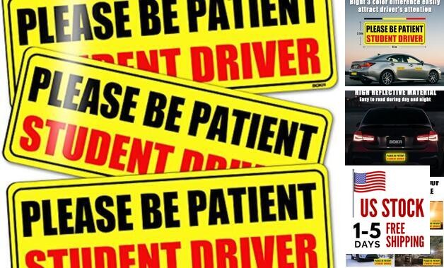  Student Driver Magnet for Car, 9"x3.5" Upgraded Please Be Patient New Driver 