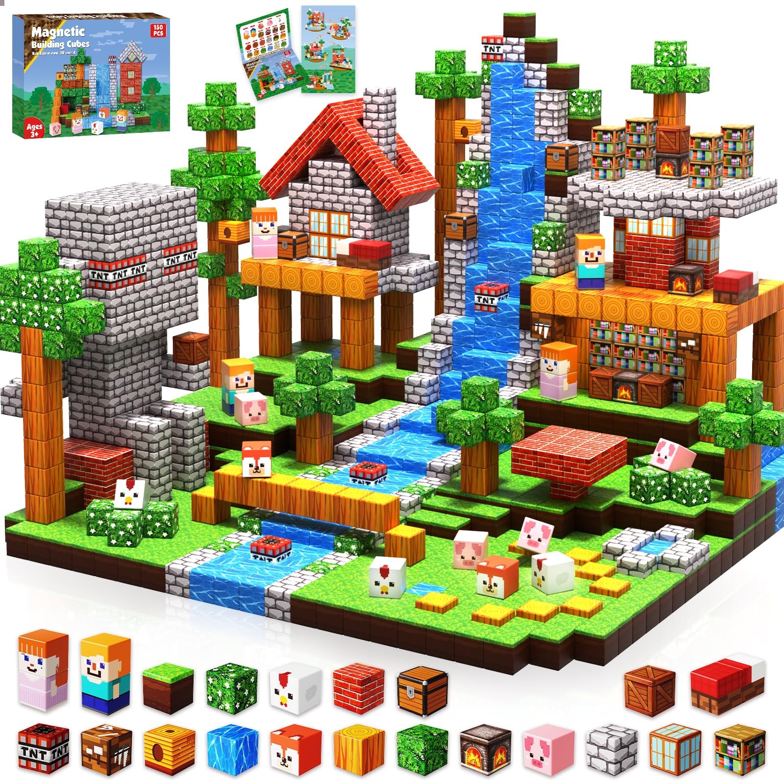 150PCS Magnetic Blocks - Magnetic Building Blocks, Stacking Magnets for Kids,...