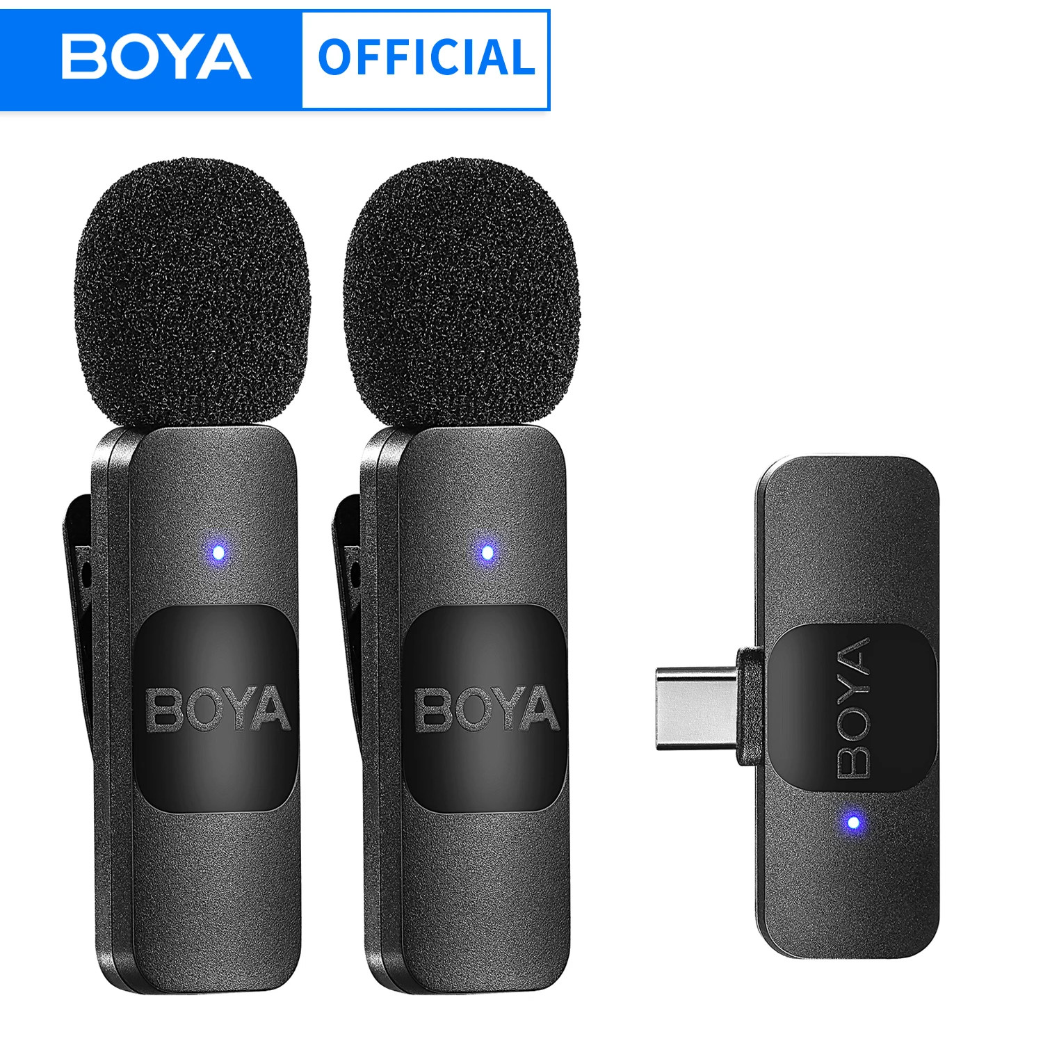 BOYA BY-V Wireless Lavalier Microphone 2.4GHz USB-C Lightning Android iPhone