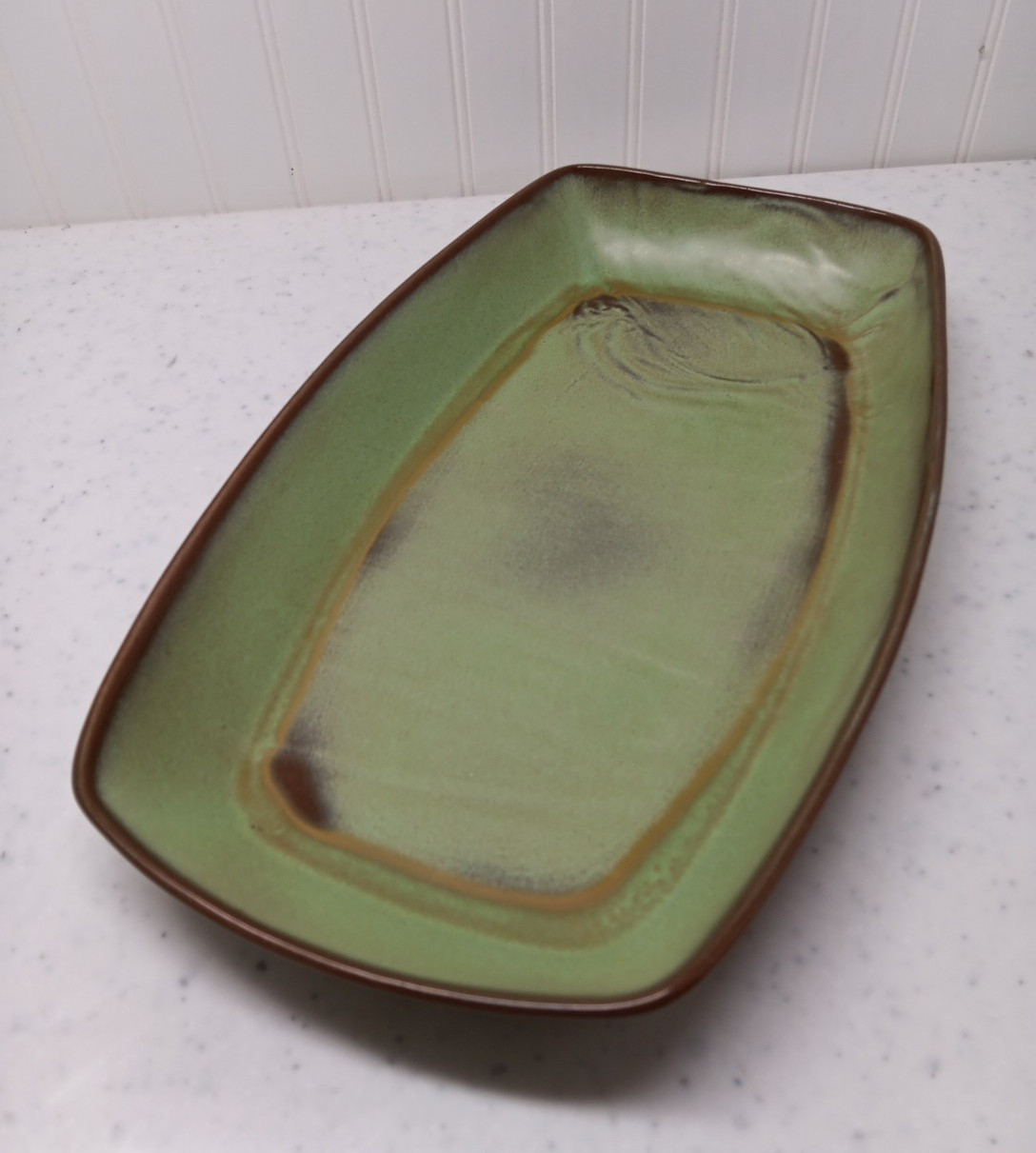 Vintage XL. Frankoma Plainsman Prairie Green Serving Dish 17.5" x 10" 💚