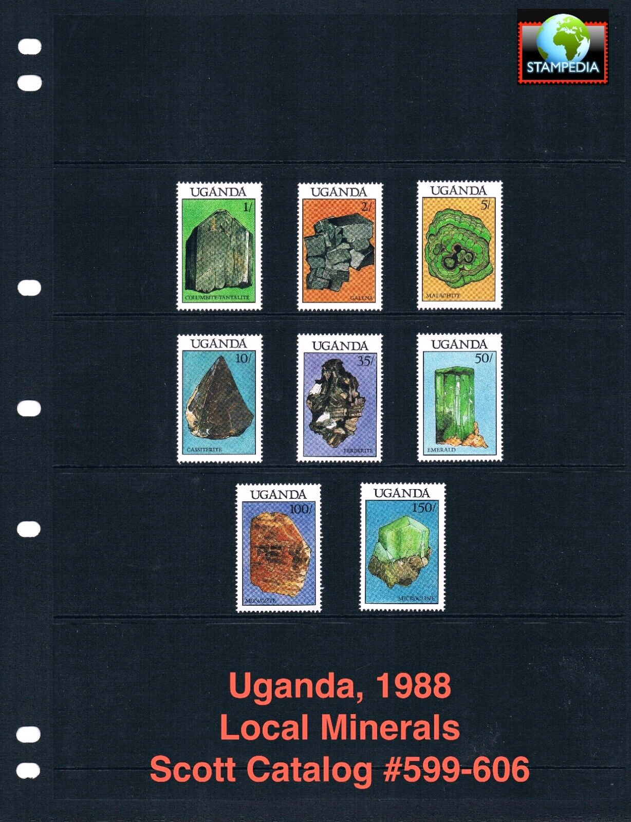 $13.35 Scott Value - 1988 UGANDA Minerals African Geology CV MNH NH UMM