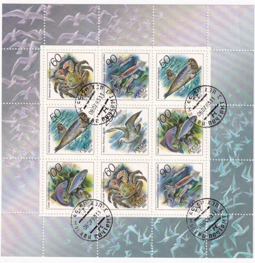G005 Russia 1993 Marine life block stamps CTO