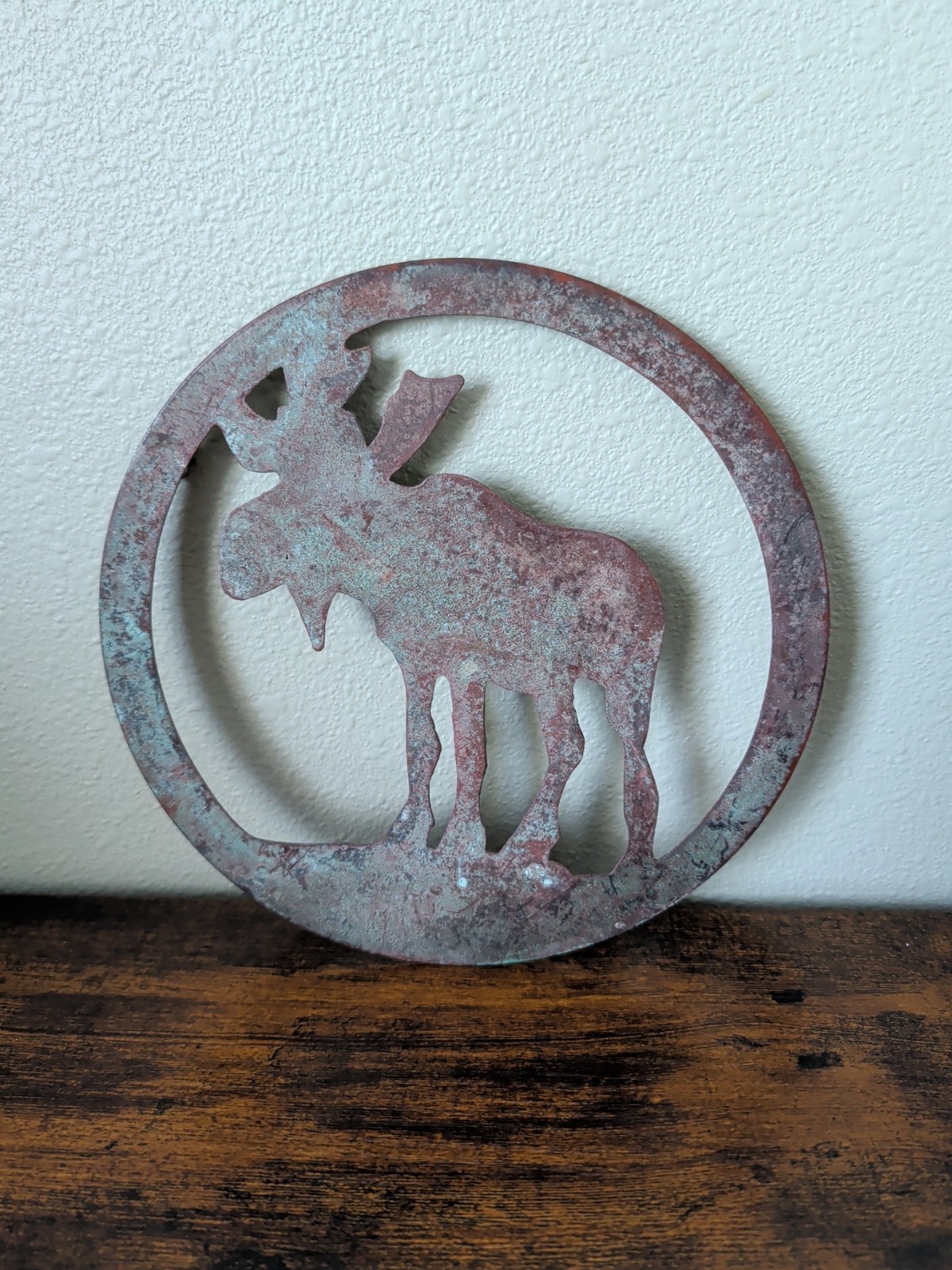 Moose Trivet. Patina. Metal. Vintage