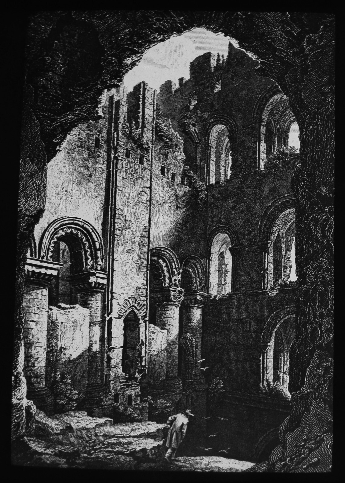 GUNDULPHS TOWER ROCHESTER CASTLE C1890 Magic Lantern Slide ILLUSTRATION NORMAN