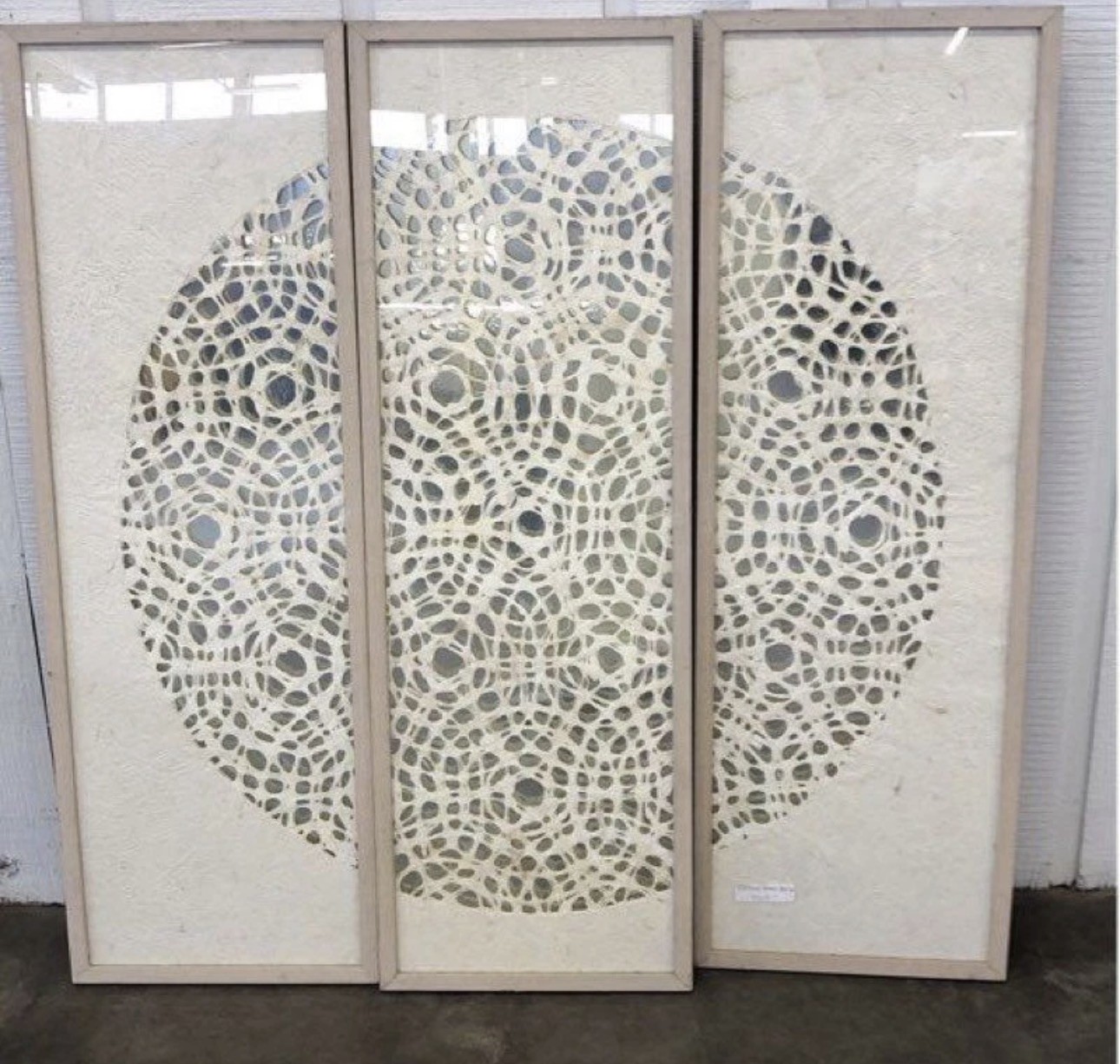 Large Abstract Triptych Cut Mirrored Wall Art 