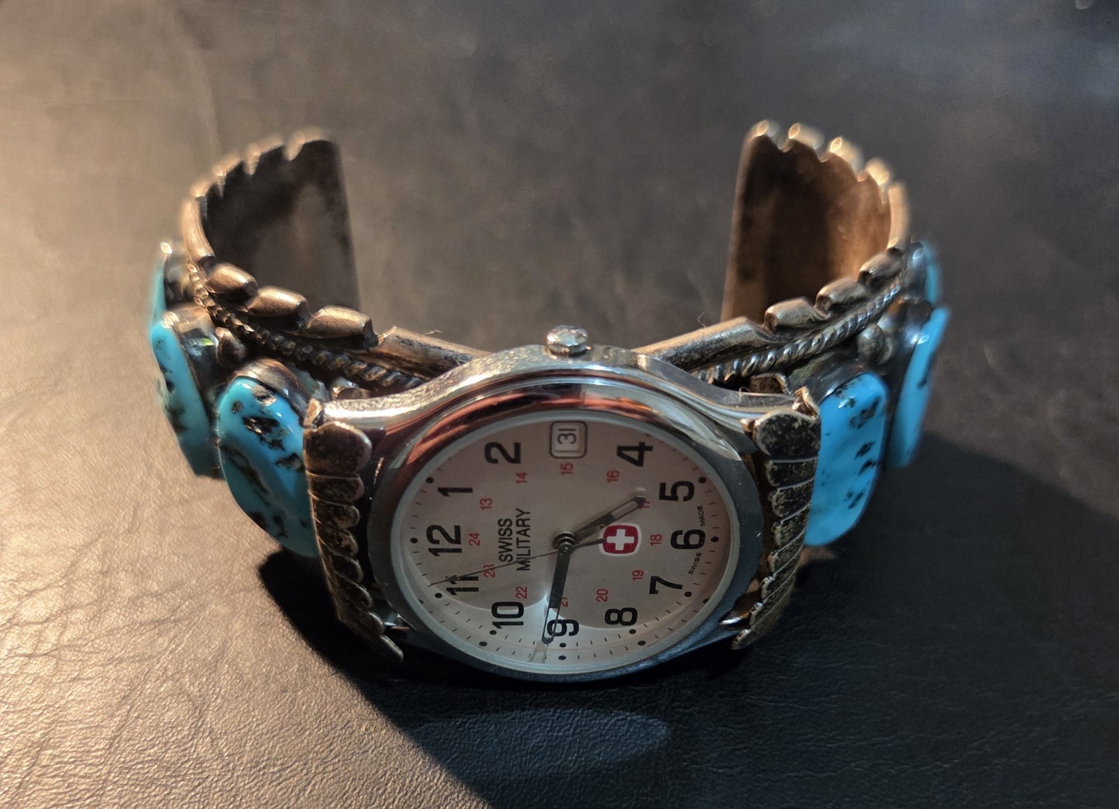 Navajo Vintage Turquoise Sterling Silver Cuff Bracelet M.Spencer 7" 63gm 