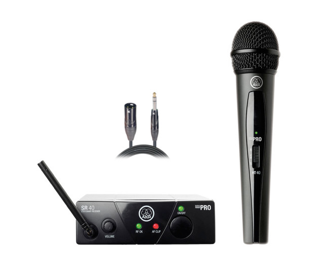 AKG WMS40 US25C Mini Single Handheld Vocal Set + 10' TRS-XLR