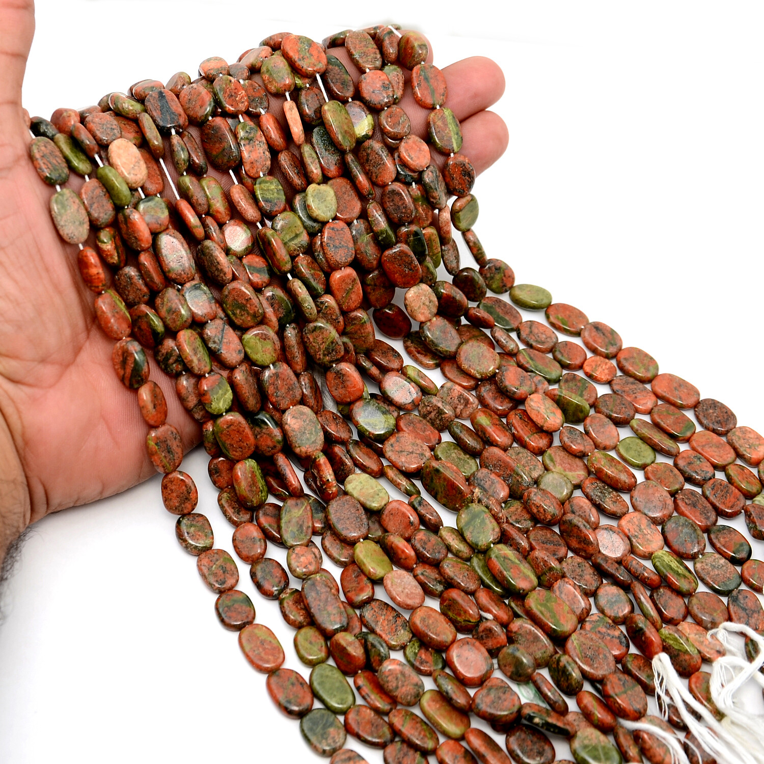 Unakite Jasper Oval Beads 13 Inch Strand Natural Gemstone Jewelry Wholesale Lot