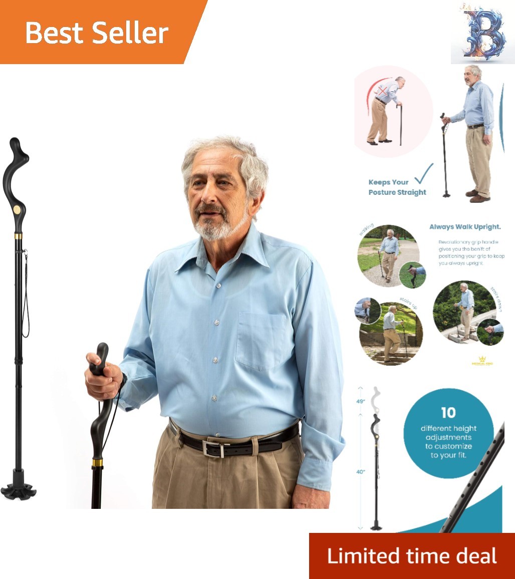 Comfort Adjustable Cane for Stability & Balance – Lightweight, 10 Height Options