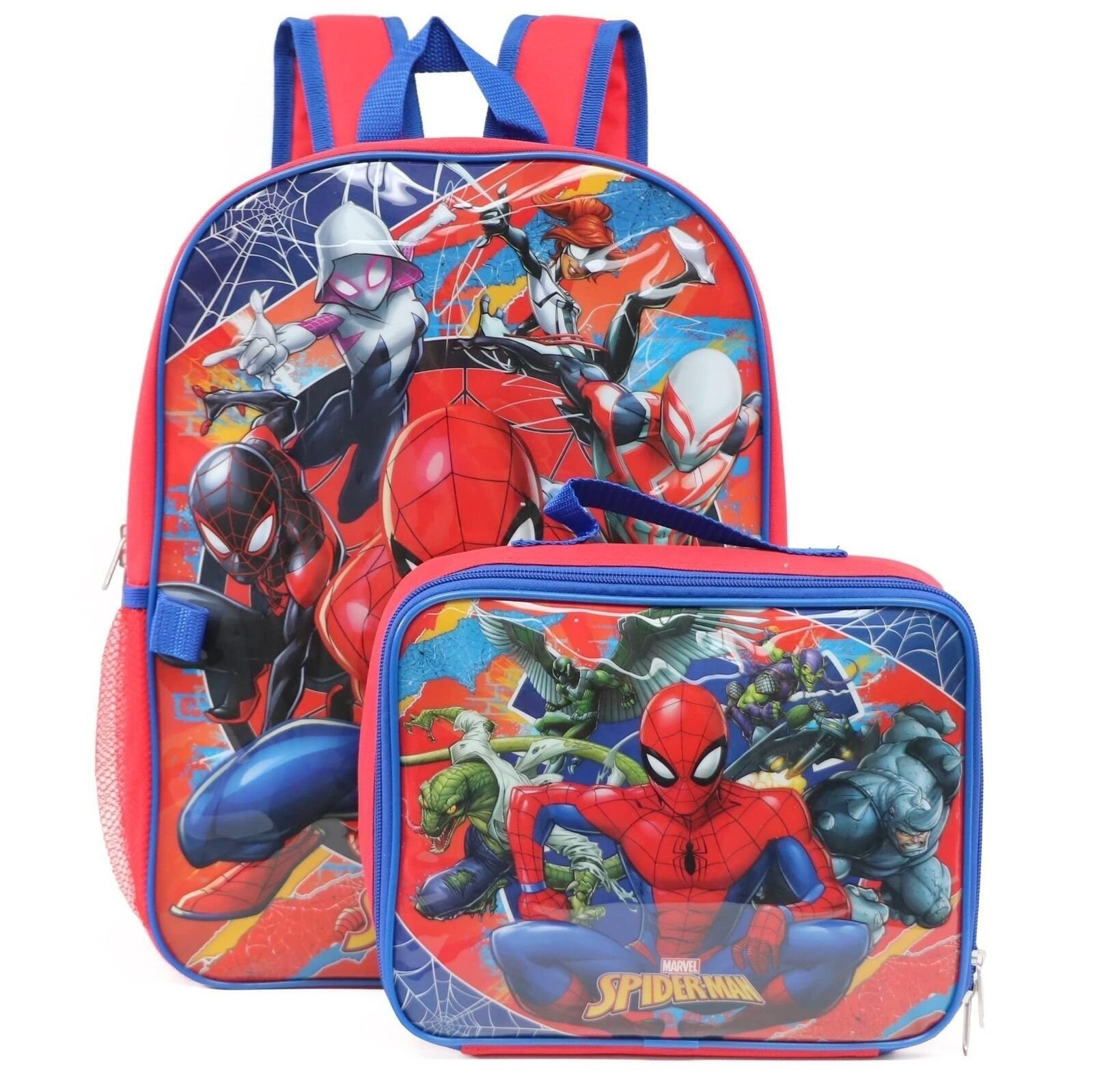 Ruz Spiderman Boys 16 Inch Backpack With Removable Matching Lunch Box Set...