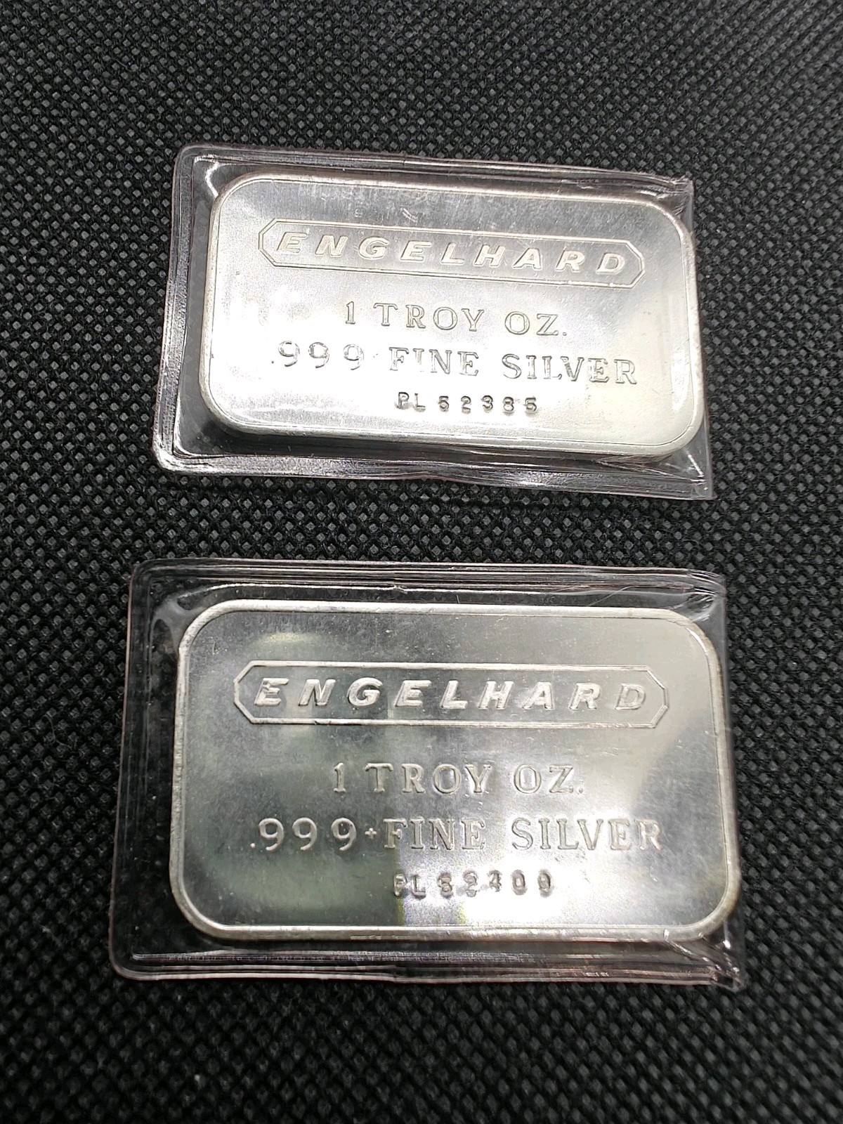 Lot of 2 ENGELHARD 999 1 OZ Fine Silver Bars ~800k minted #PL Vintage Horizontal