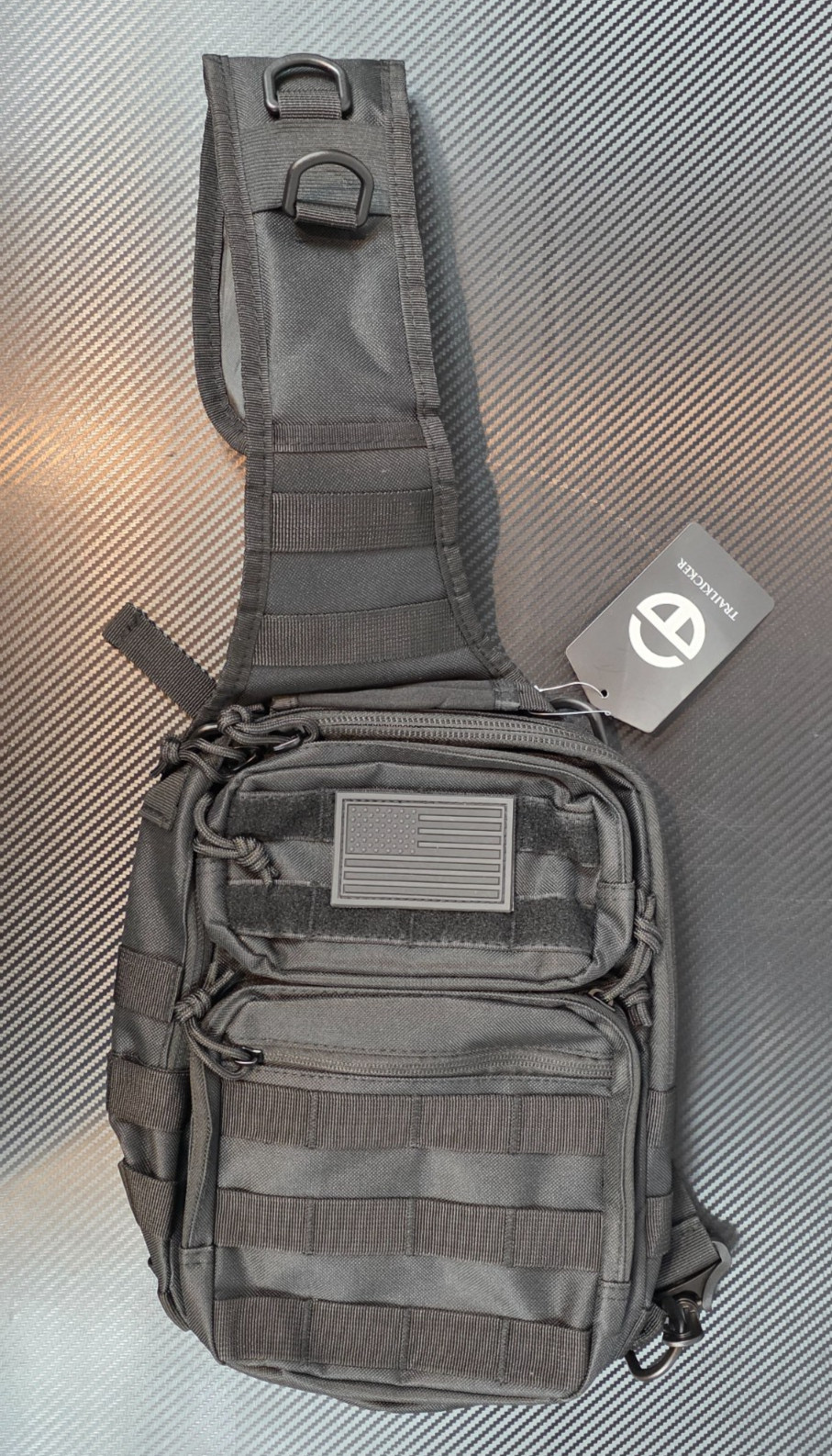 TrailKicker Tactical Sling Bag, Shoulder Army Molle Daypack Black #CT-TAC0002BLK