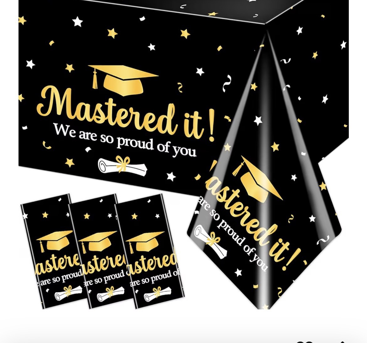 Graduation Decorations 2026-3 Pack Disposable Plastic Table Cloths,Black and Gol