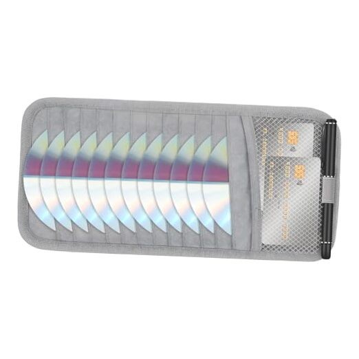 CD Visor Holder for Car, DVD Vehicle Visor Storage Organizer Gray Large 