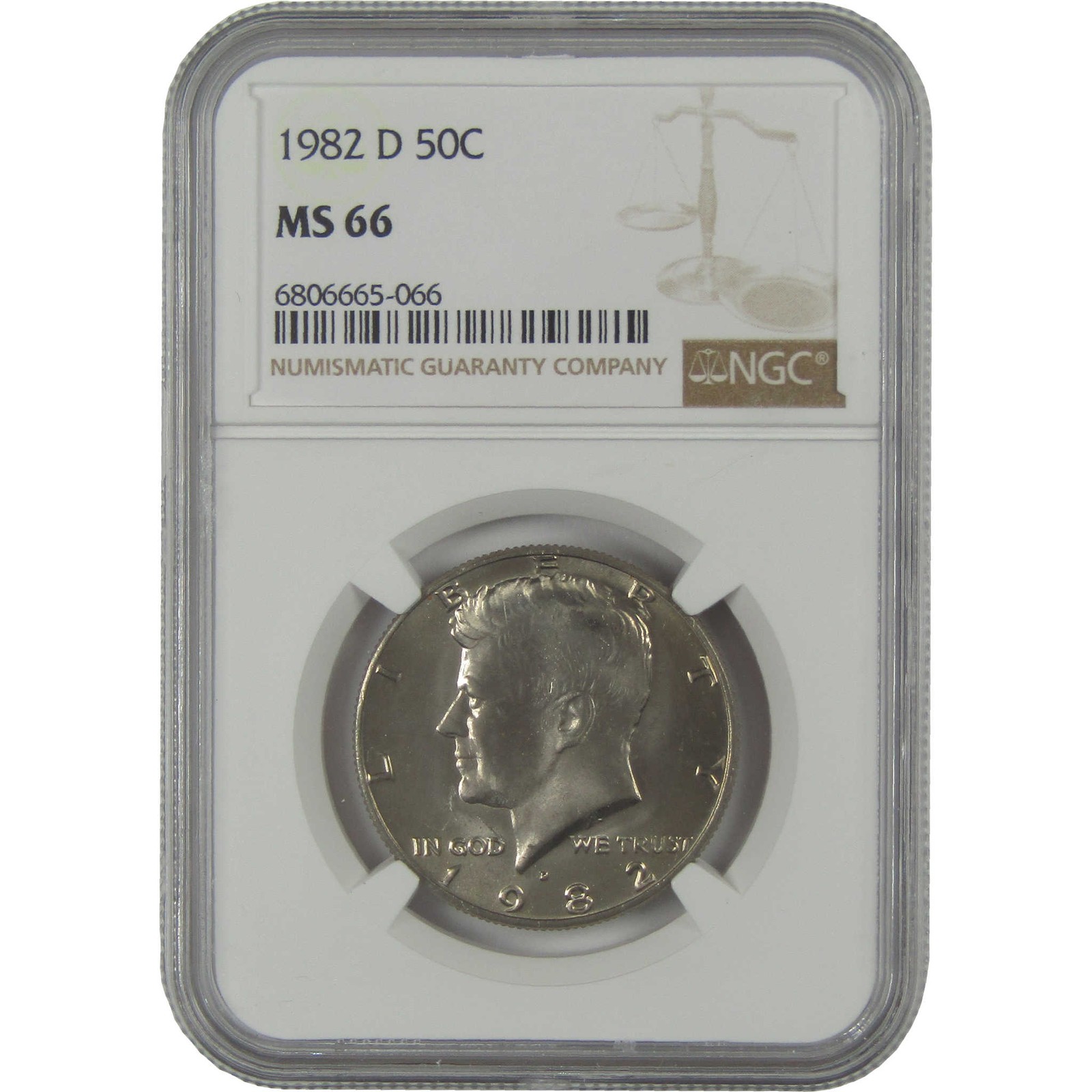 1982 D Kennedy Clad Half Dollar MS 66 NGC Uncirculated 50c Coin