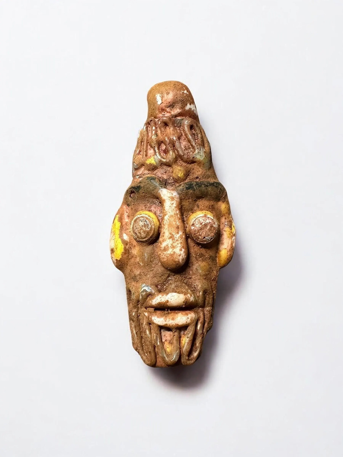 Rare Antique Phoenician Mosaic Glass Face Amulet | Ancient Style Collectible Pe