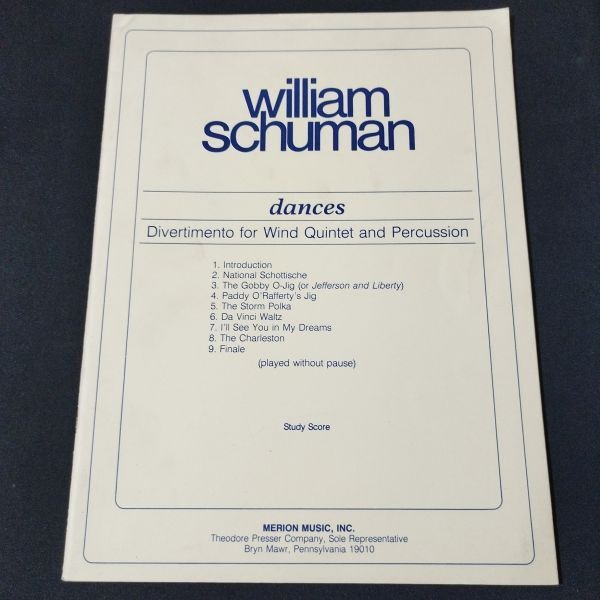 Score William Schuman Dances (Divertimento) Shelf YnD13