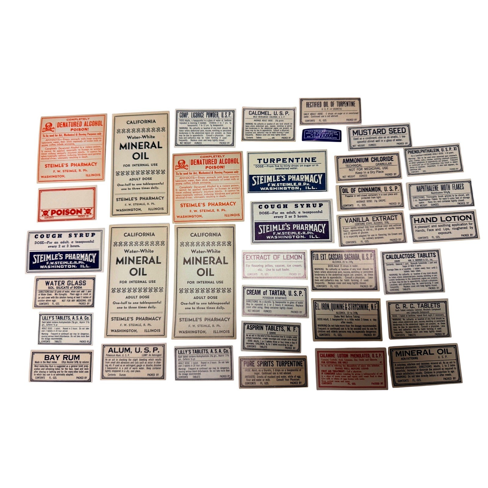 Vintage Pharmacy Labels Collection Apothecary Medical Stamps RARE - BD