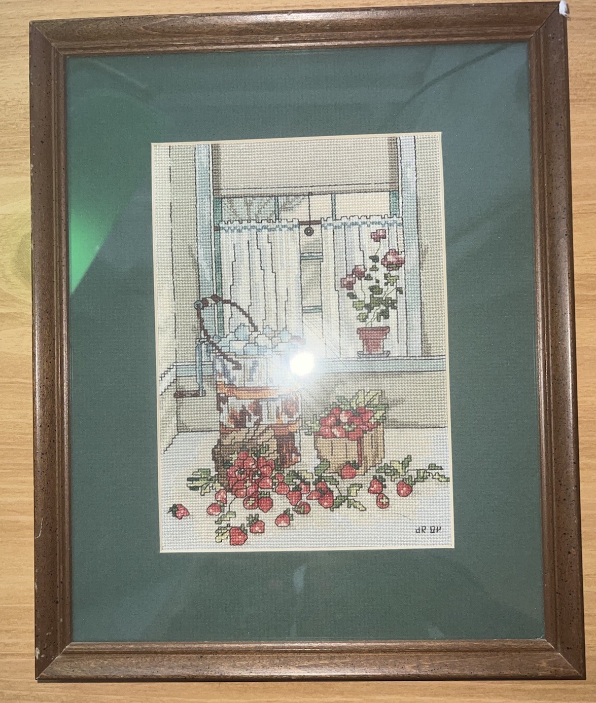 Vintage 1960’s Petit Point Boho Still Life Strawberry Eggs Basket