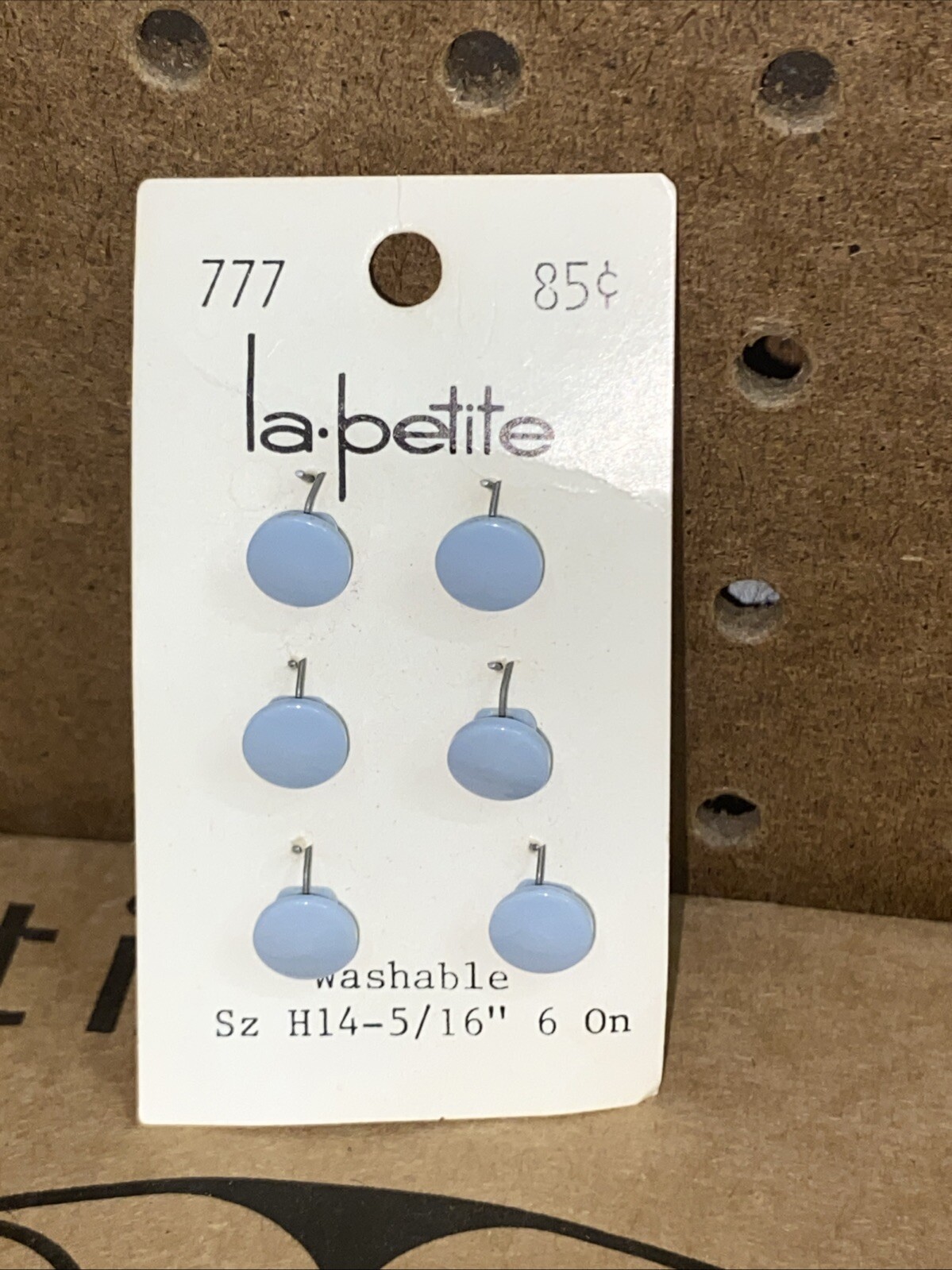 VINTAGE BUTTON La Petite BLUE 777 Iridescent SzH14-5/15”6  SEWING NOTIONS