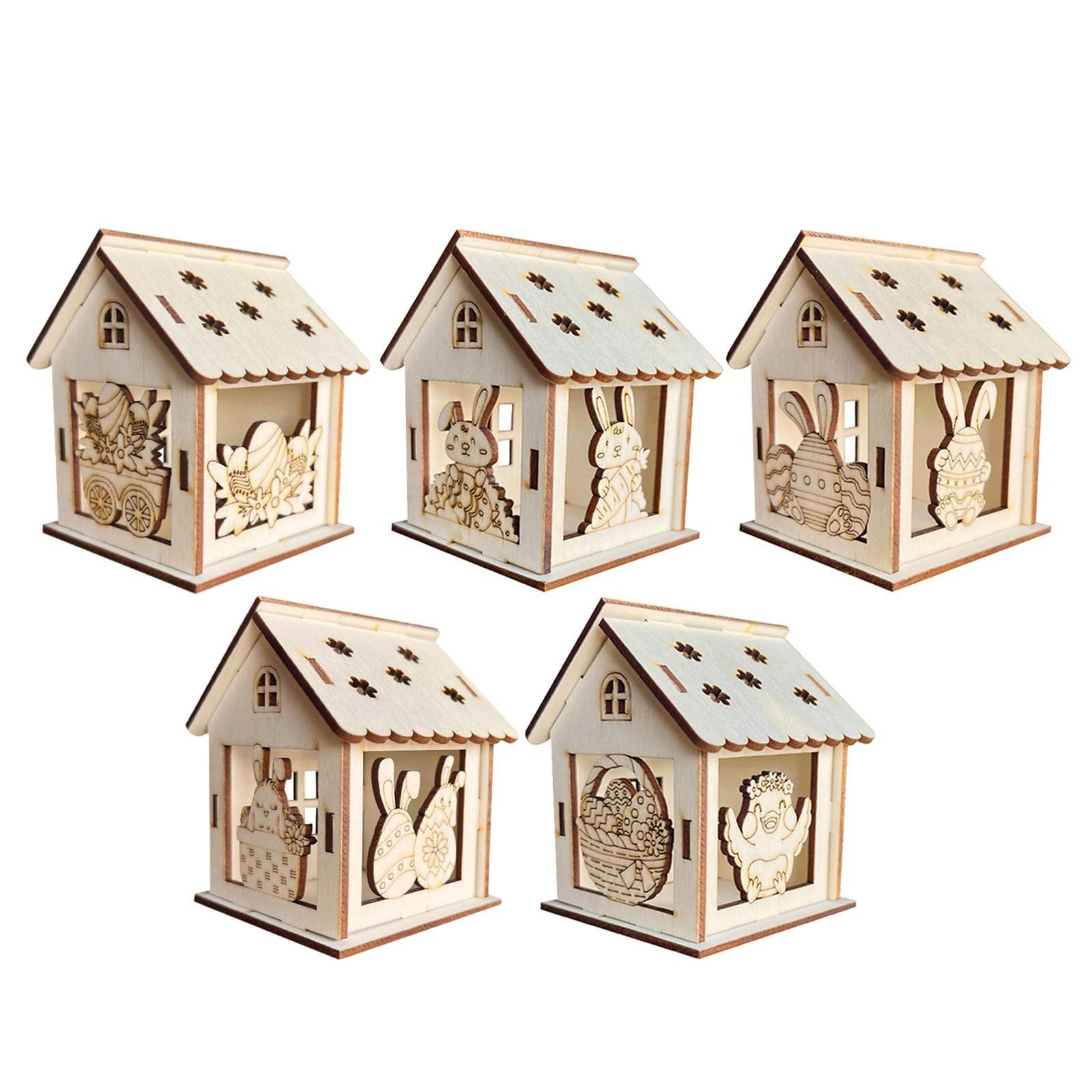 Wooden Spring Houses Craft Kit Festival Easter Crafts for Table Decorations