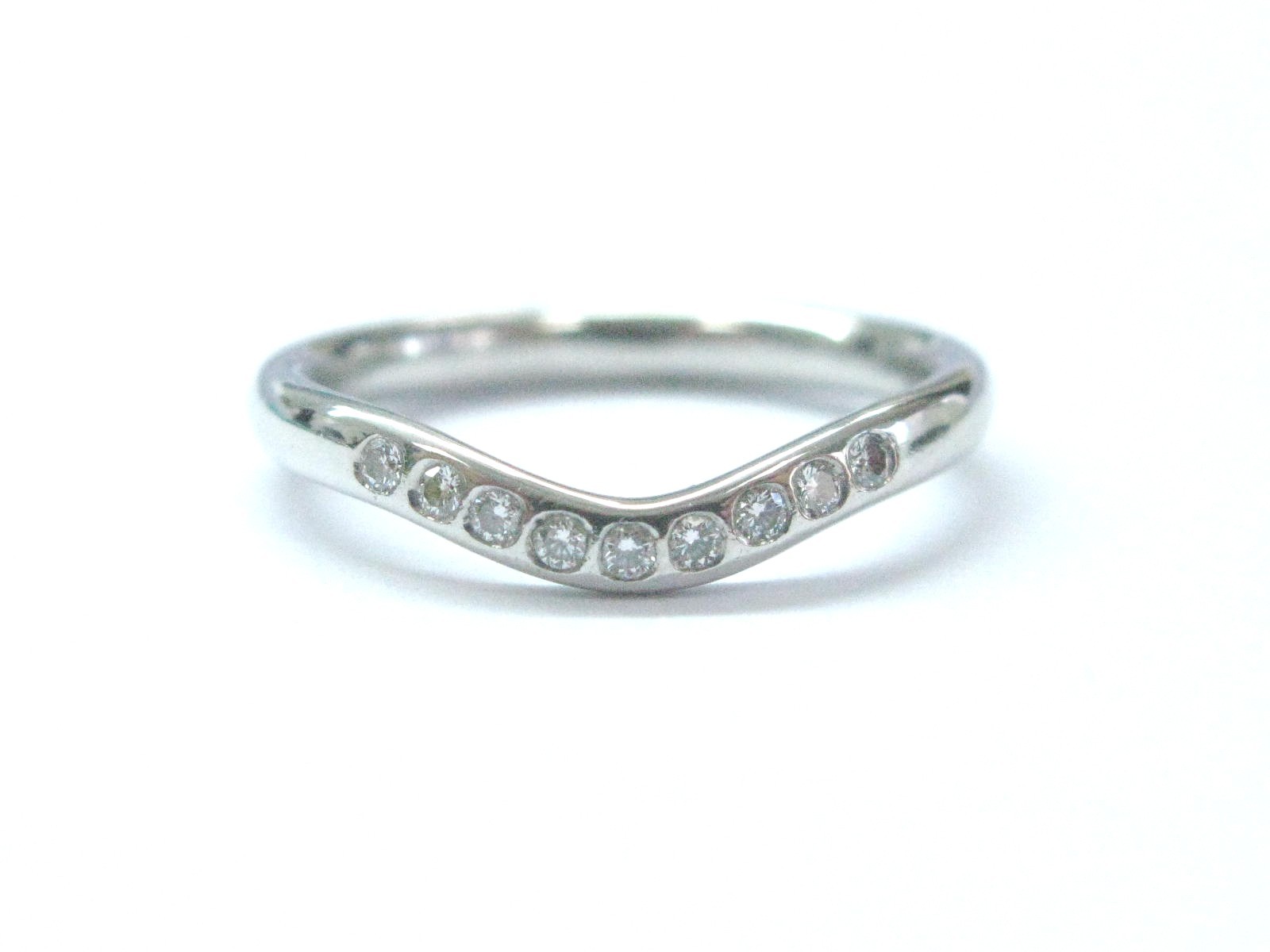 Tiffany & Co Platinum Elsa Peretti Curved Diamond Wedding Band Ring .06CT S3.75