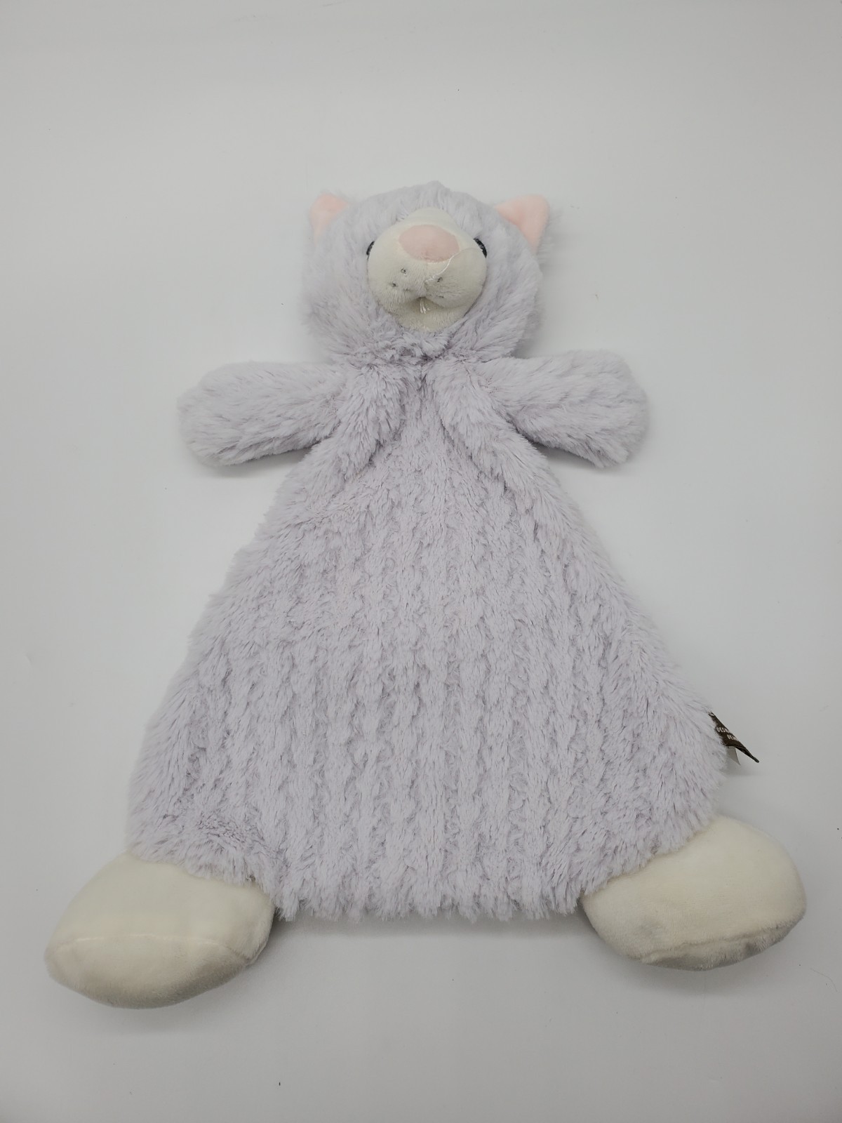 Demdaco Soft Grey Cat Kitten Lovey Security Blanket Rattle Plush 12in Long