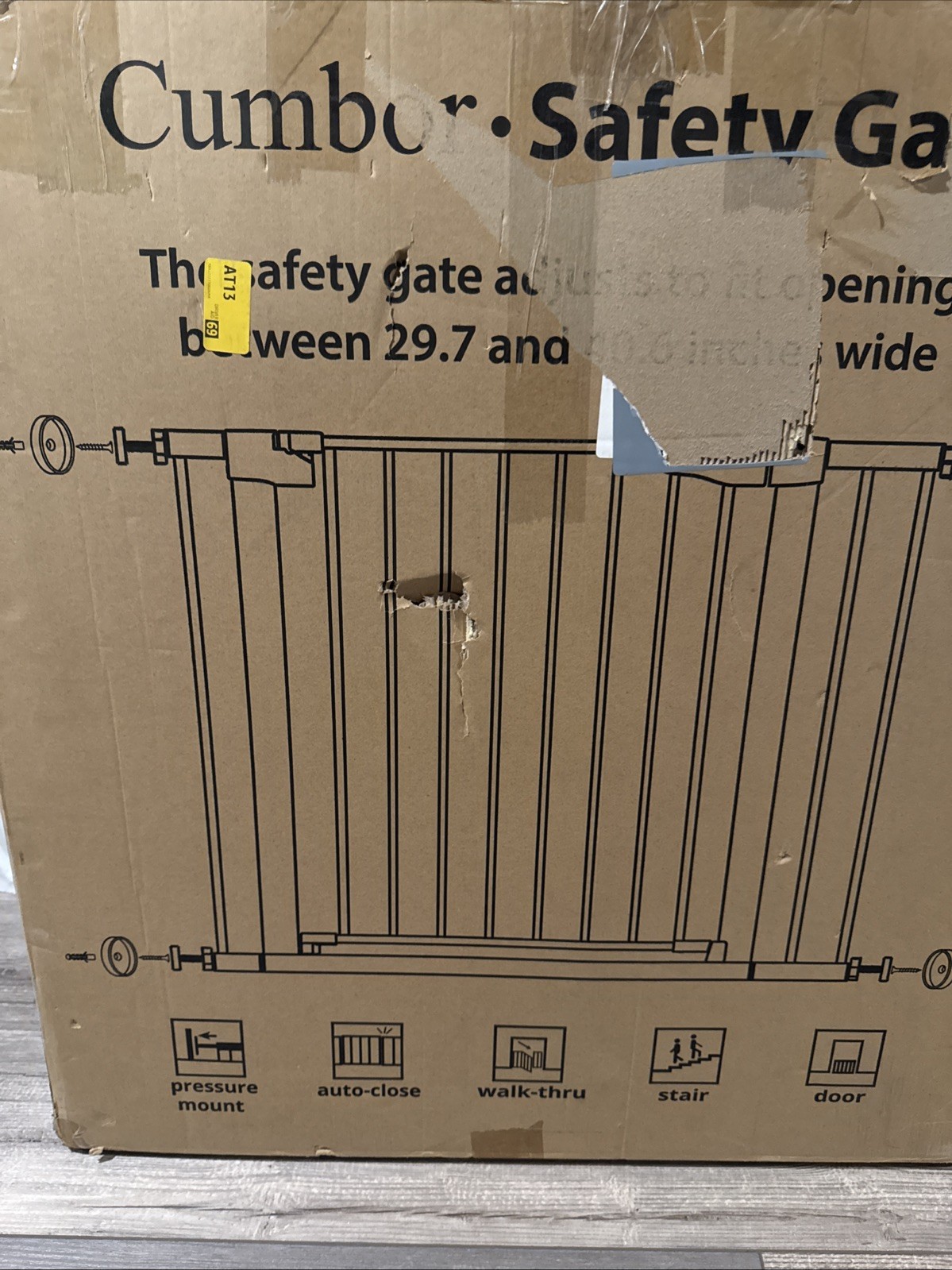 Cumbor Extra Wide Adjustable Baby Safety Gate Black 29.7 - 57 Inches Wide New