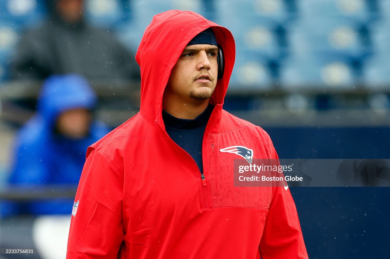 New England Patriots Will Campbell Game Worn Warm Up Rain Jacket LSU Tigers