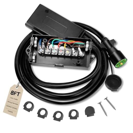 8 Ft 7 Pin Trailer Wiring Harness With 7 Gang Junction 8 FT (with junction box)