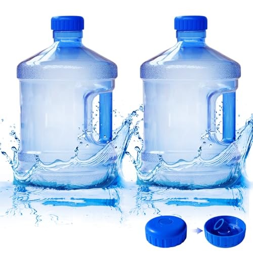 2 Pieces Round Plastic Water Jug,1 Gallon Water Bottle with Handle and Screw 