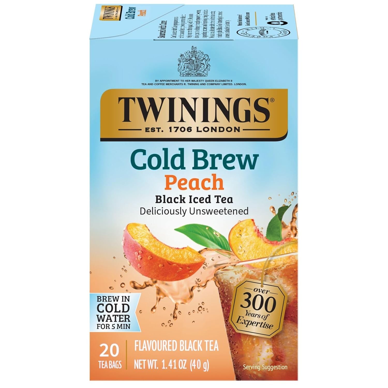 Twinings Peach Cold Brewed Iced Tea, 20 Tea Bags