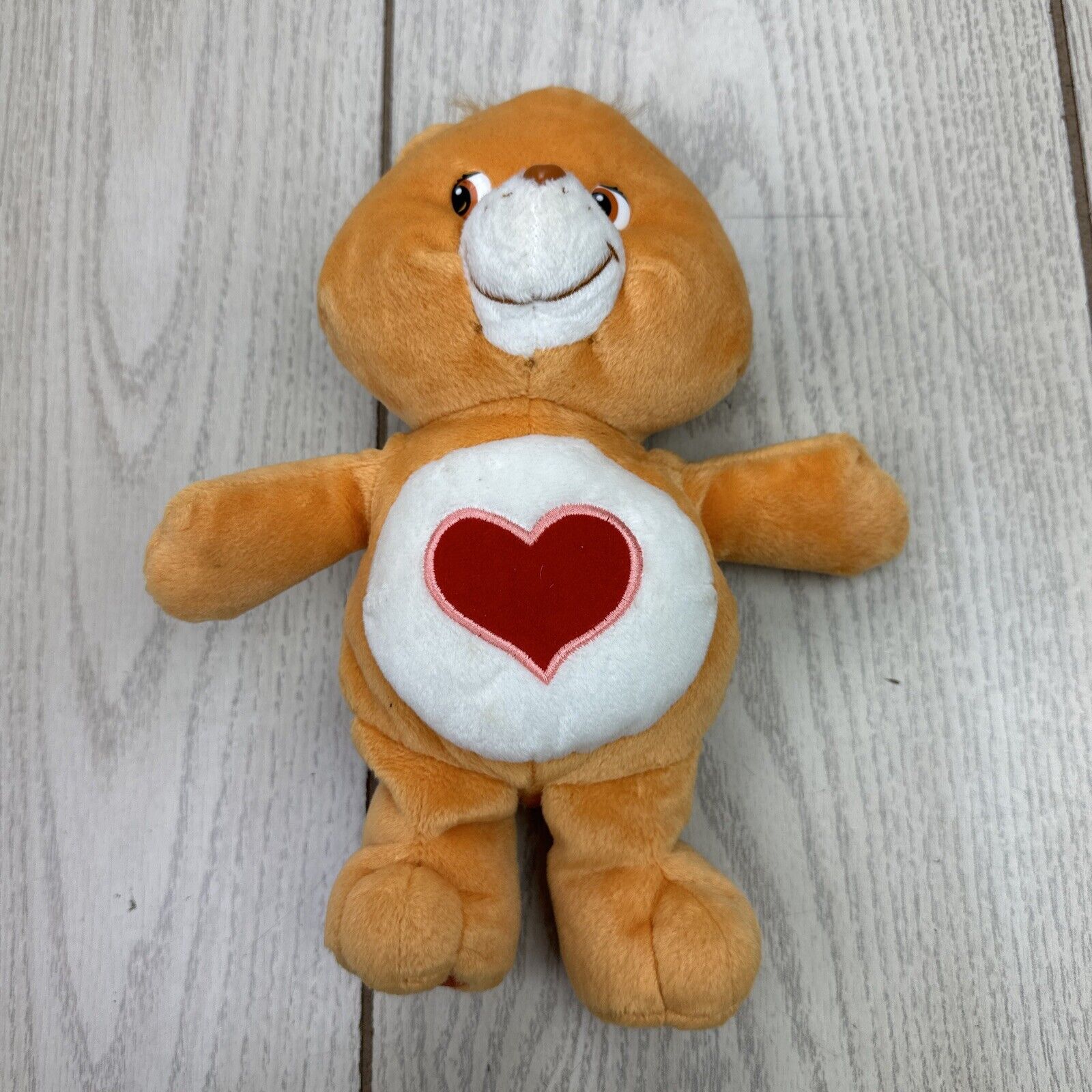 2002  Vtg Care Bears Tender heart Bear White Orange 10" Plush Toy