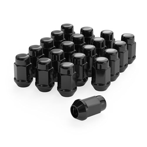 20pcs 1.4 inch 1/2-20 Closed End Bulge Acorn Lug Nuts - Length: 1.4 inch Black