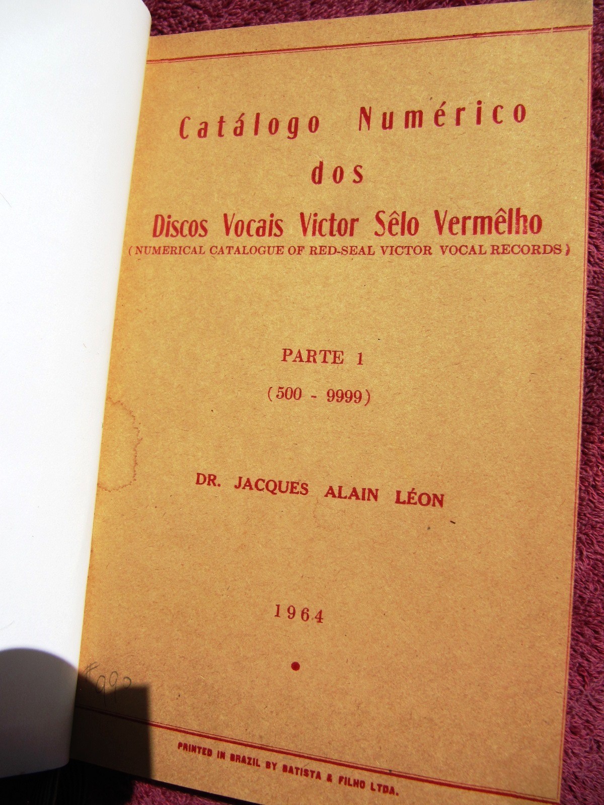 1964 VICTOR RED SEAL Record Discography Brazilian Jacques Leon Catalogo Selo Ver