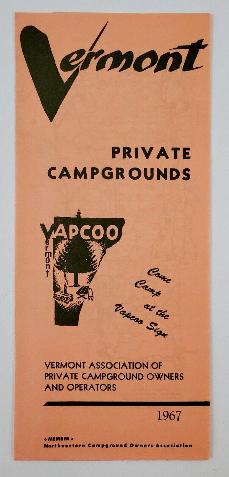1967 Vermont Private Campgrounds VAPCOO Member List Vintage Travel Brochure VT