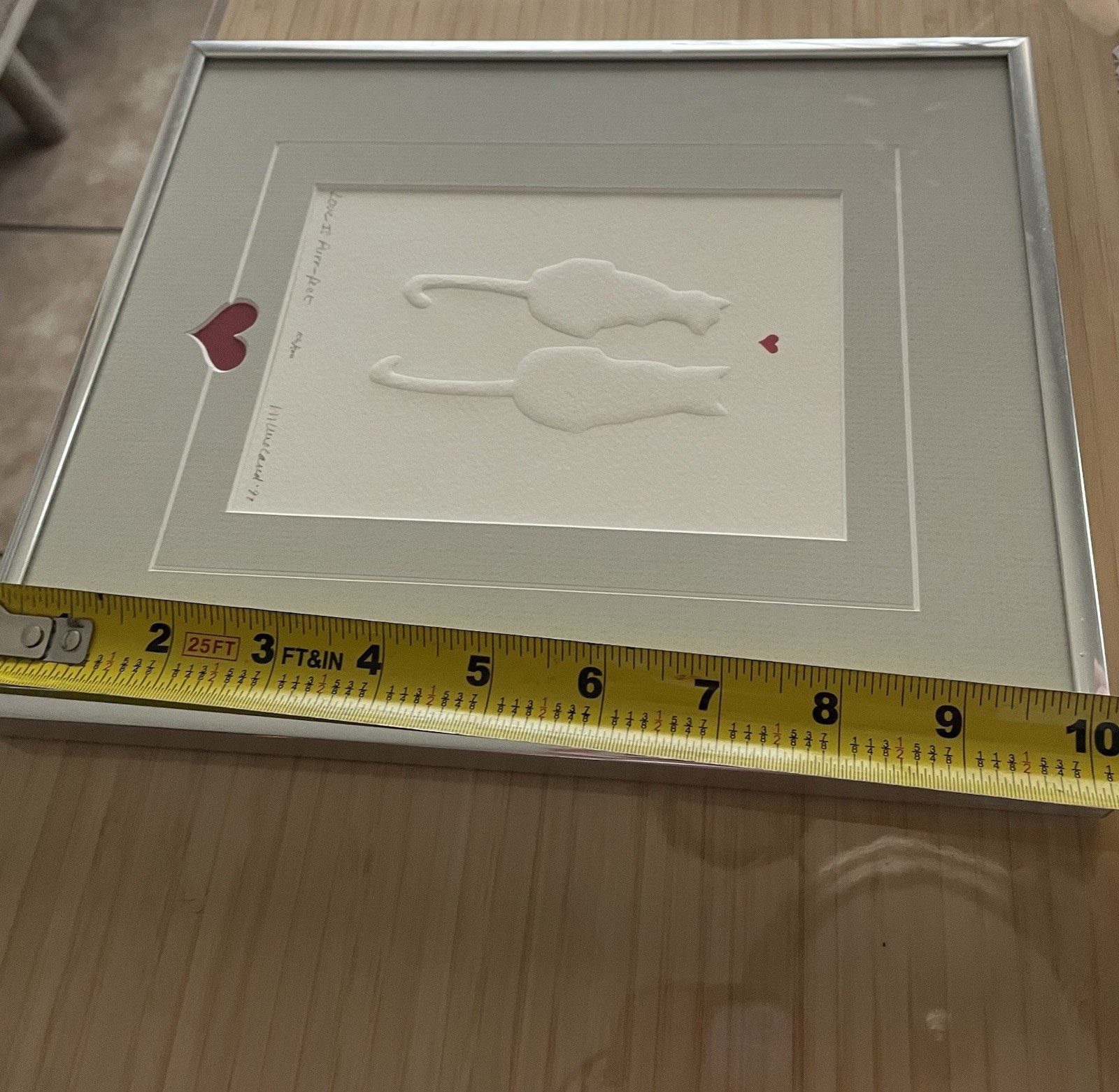 M. McLeand Framed Mixed Media 3D Cat Collage Art Love Is Purr-fect Original