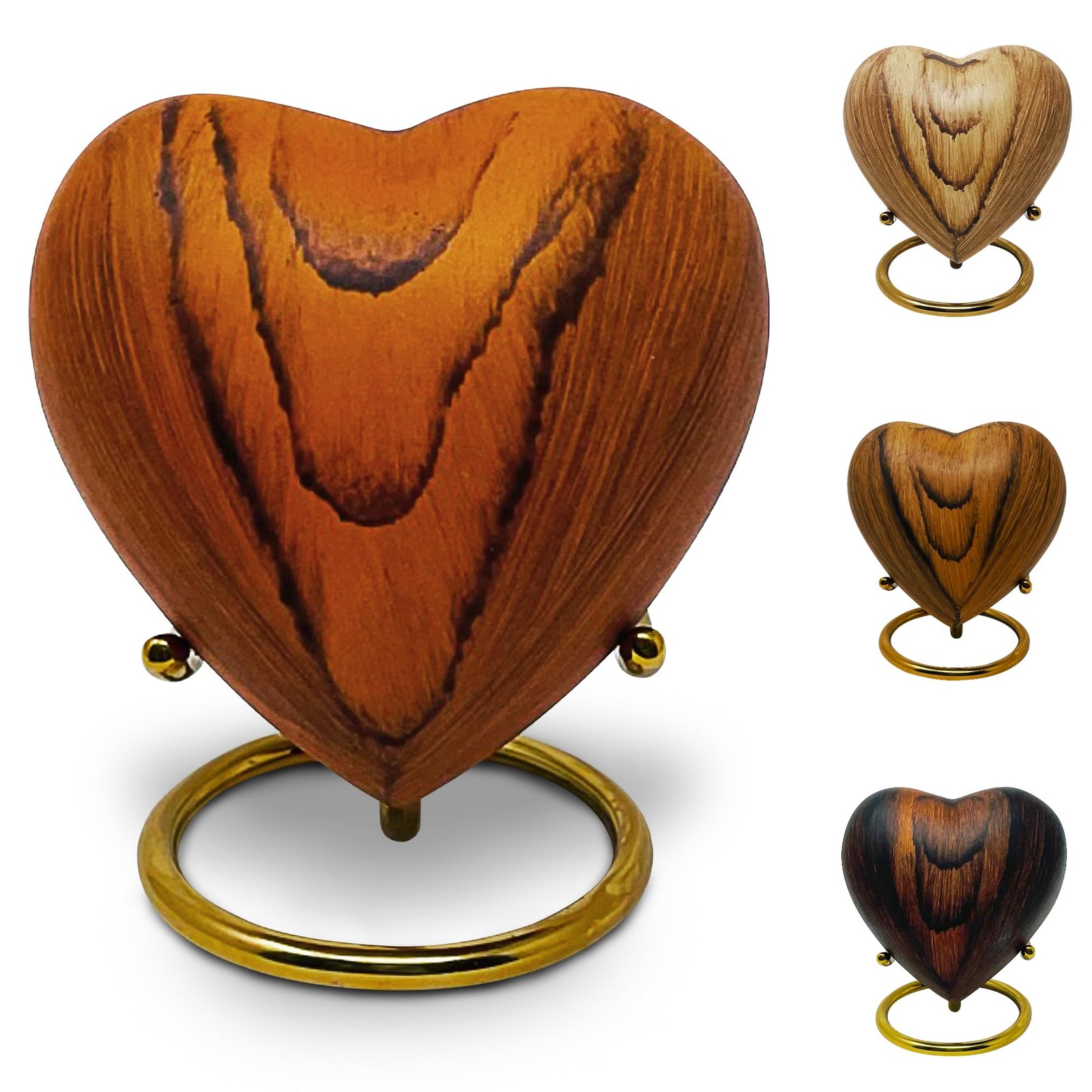 Small Urns for Ashes Keepsake Heart - Mini Wood Grain Cremation Urn for or Fe...