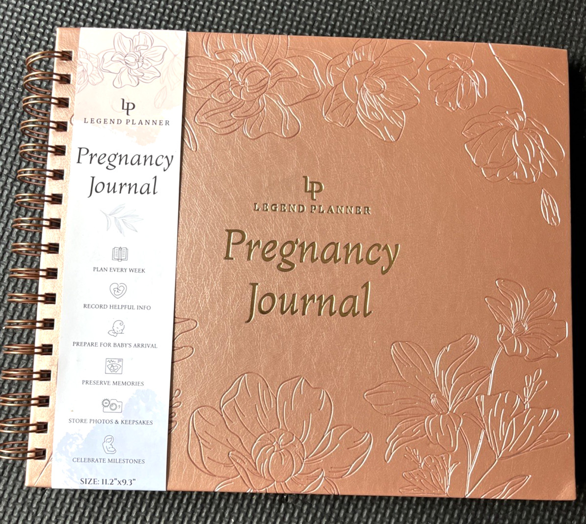Legend Planner Pregnancy Journal & Memory Book 11 in. x 9 1/2 in Rose Gold