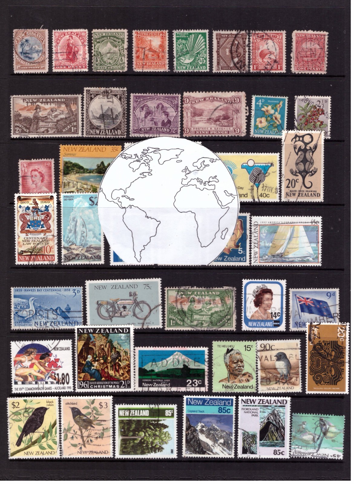 100 x New Zealand used stamps selection for collection/collage/art