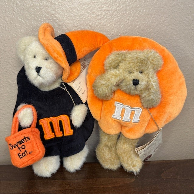 Boyds Bears Halloween Set/2 Spookie & O.M. Peeker Plush M&M's Bears Retired