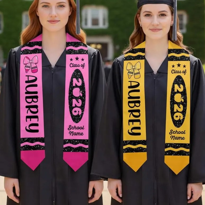 Crayon Teacher Graduation Stole 2026, Custom Educator Pride Sash Gift