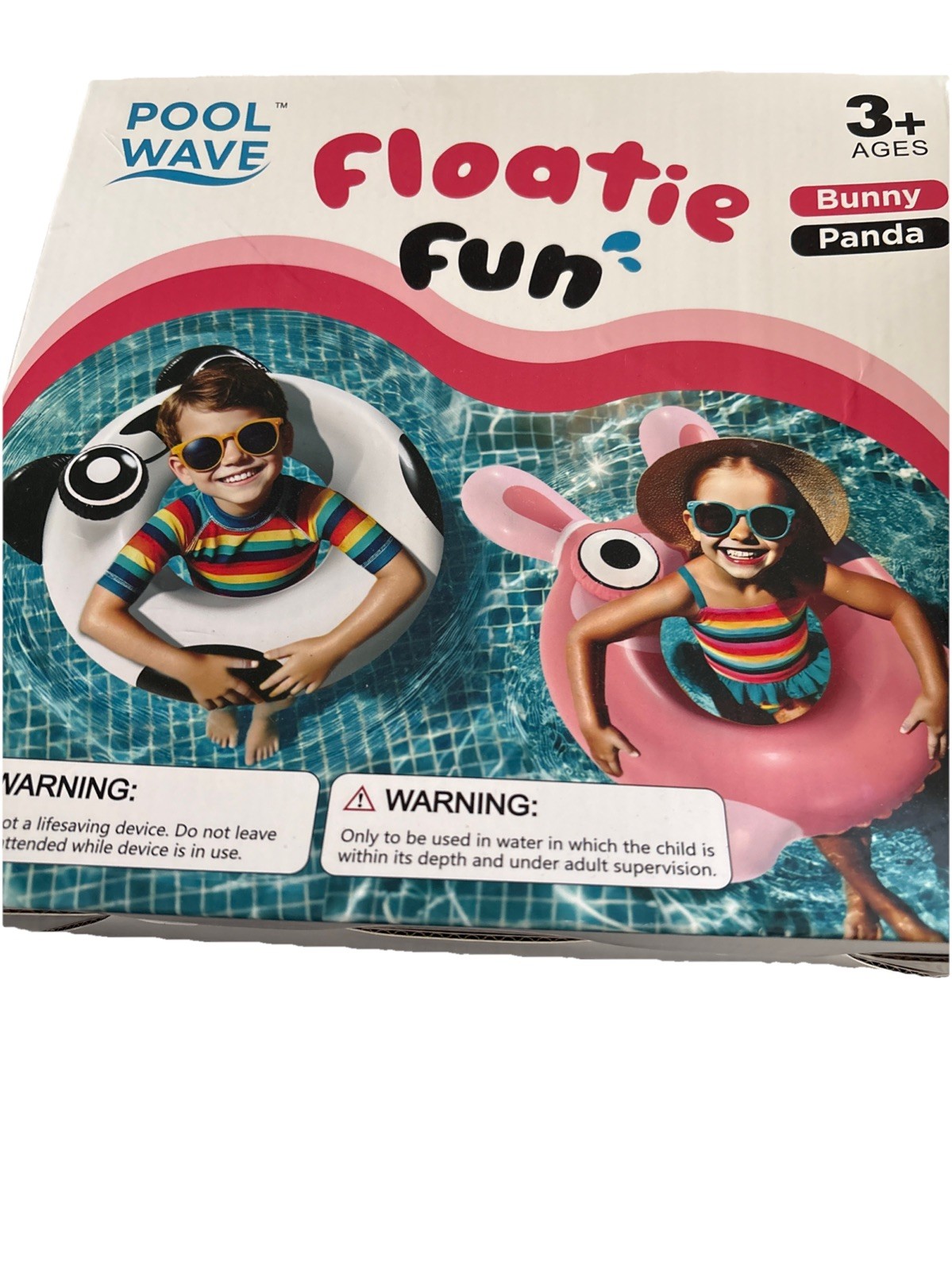 Pool Wave Floatie Fun 2 Inflatable Swimming Rings Panda And Bunny