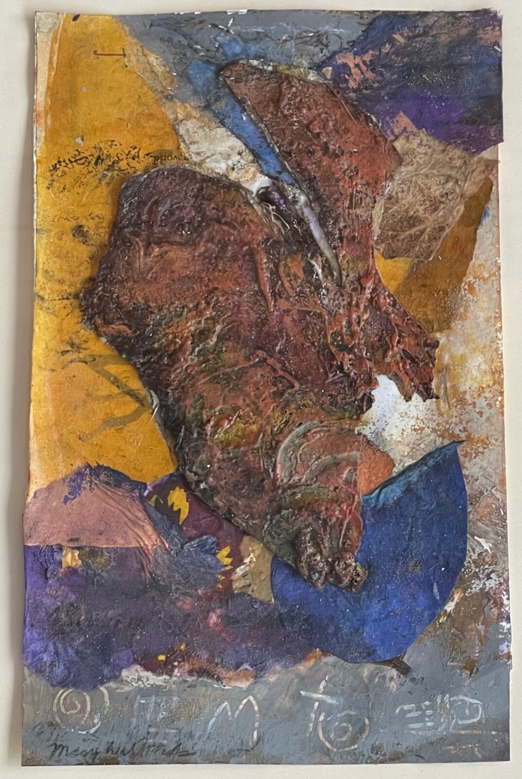 Vintage Textured Abstract Mixed Media Painting Modern Art Wall Hanging Signed