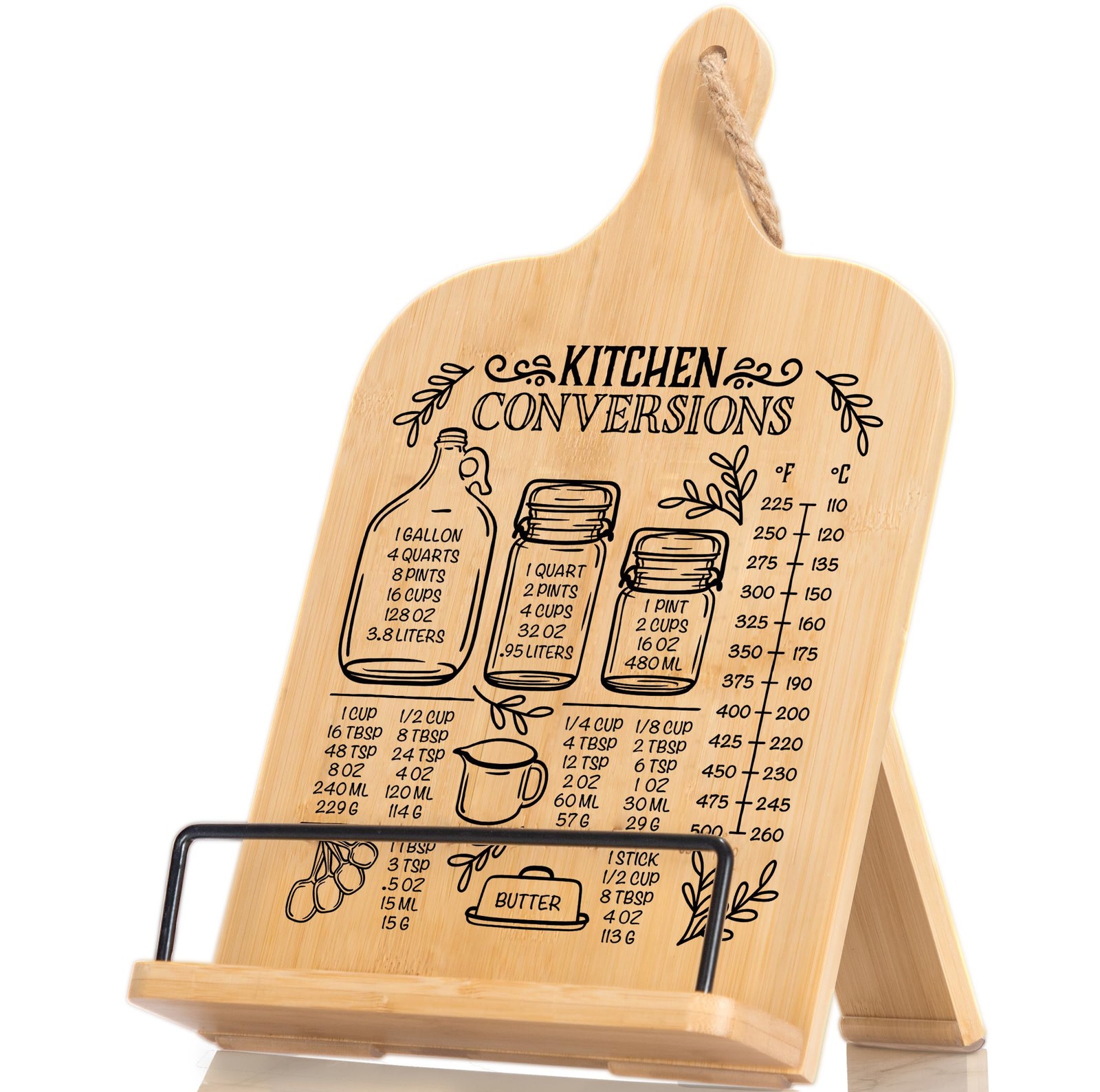 Kitchen Conversion Chart Cookbook Stand, Recipe Holder for Kitchen Counter, C...