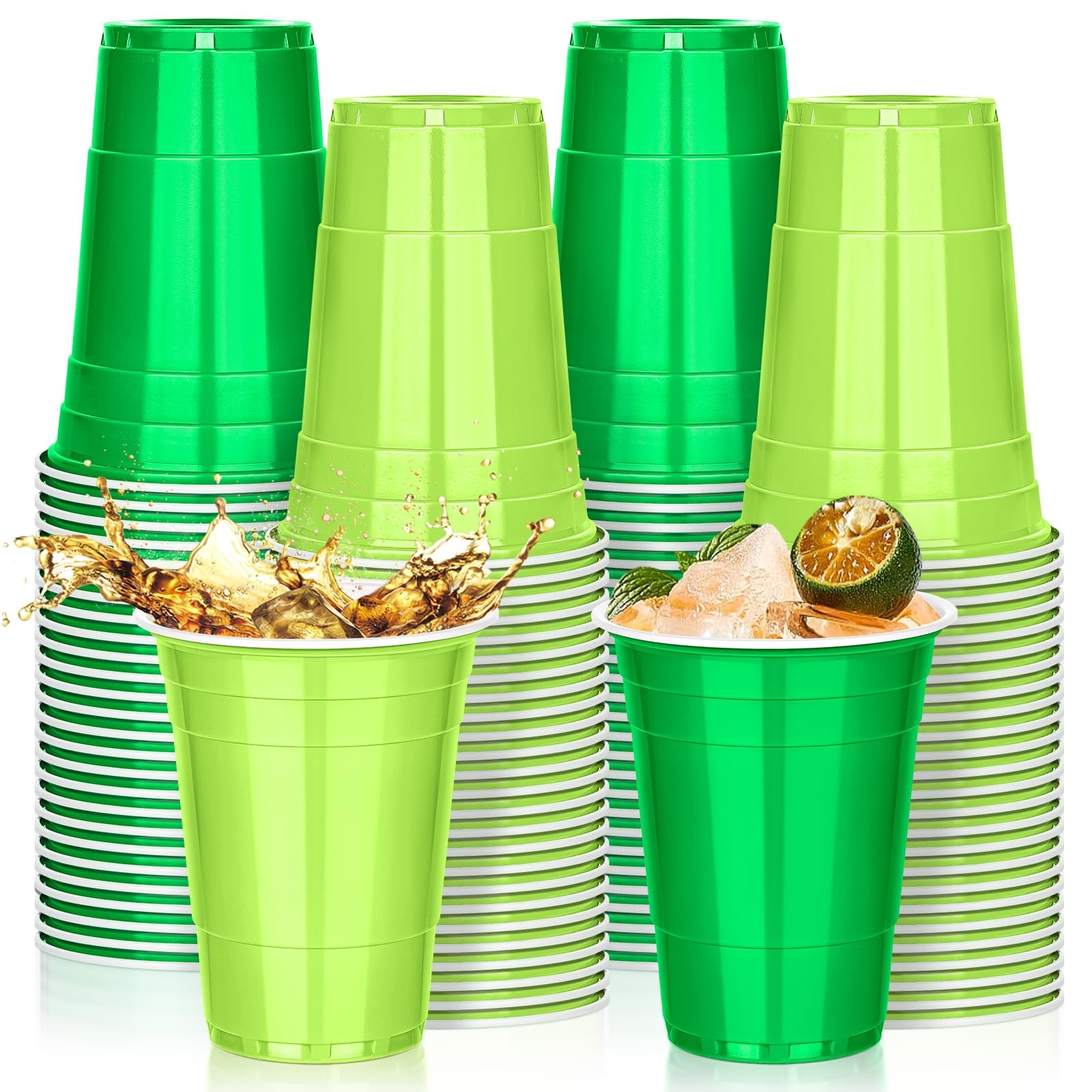 KesaPlan 100PCS 16 OZ St. Patrick's Day Plastic Cups, Light Green & 
