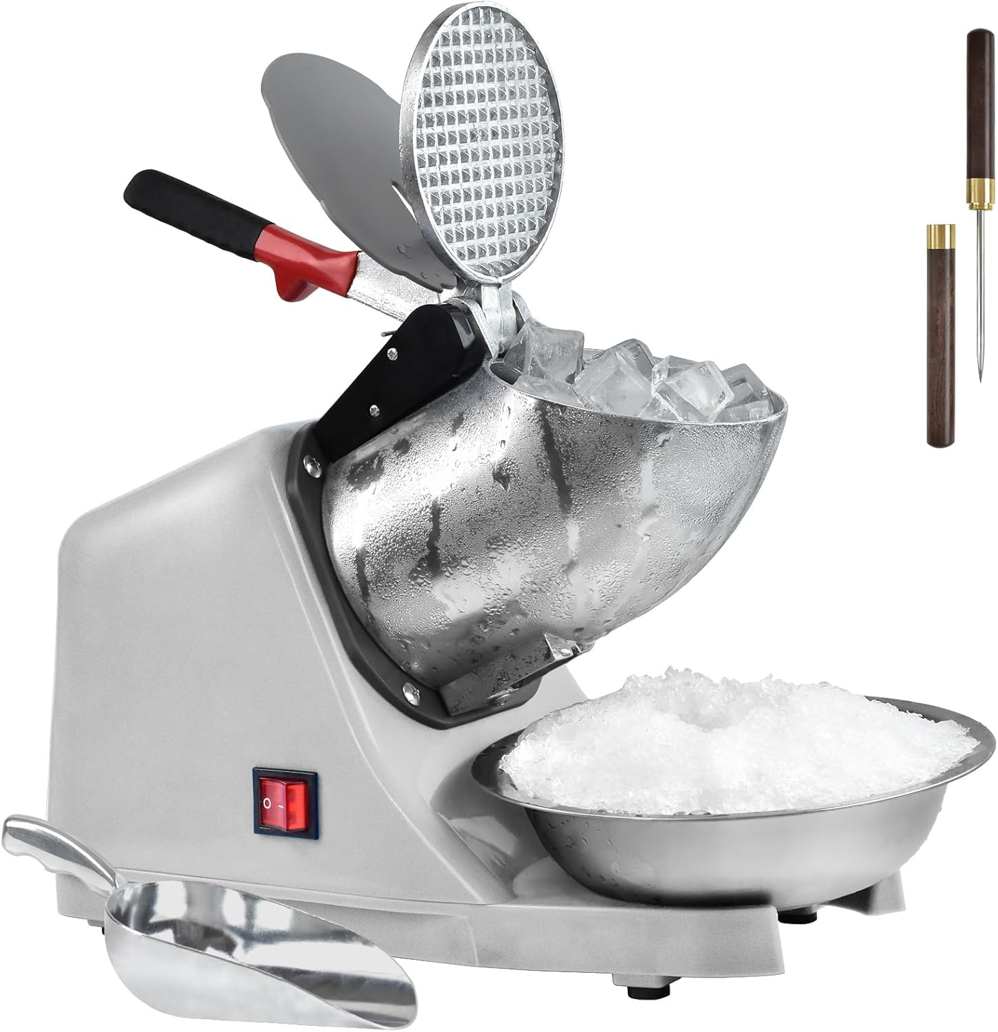 Electric Shaved Ice Machine 300W 3 Blades Snow Cone Maker Home Commercial Silver
