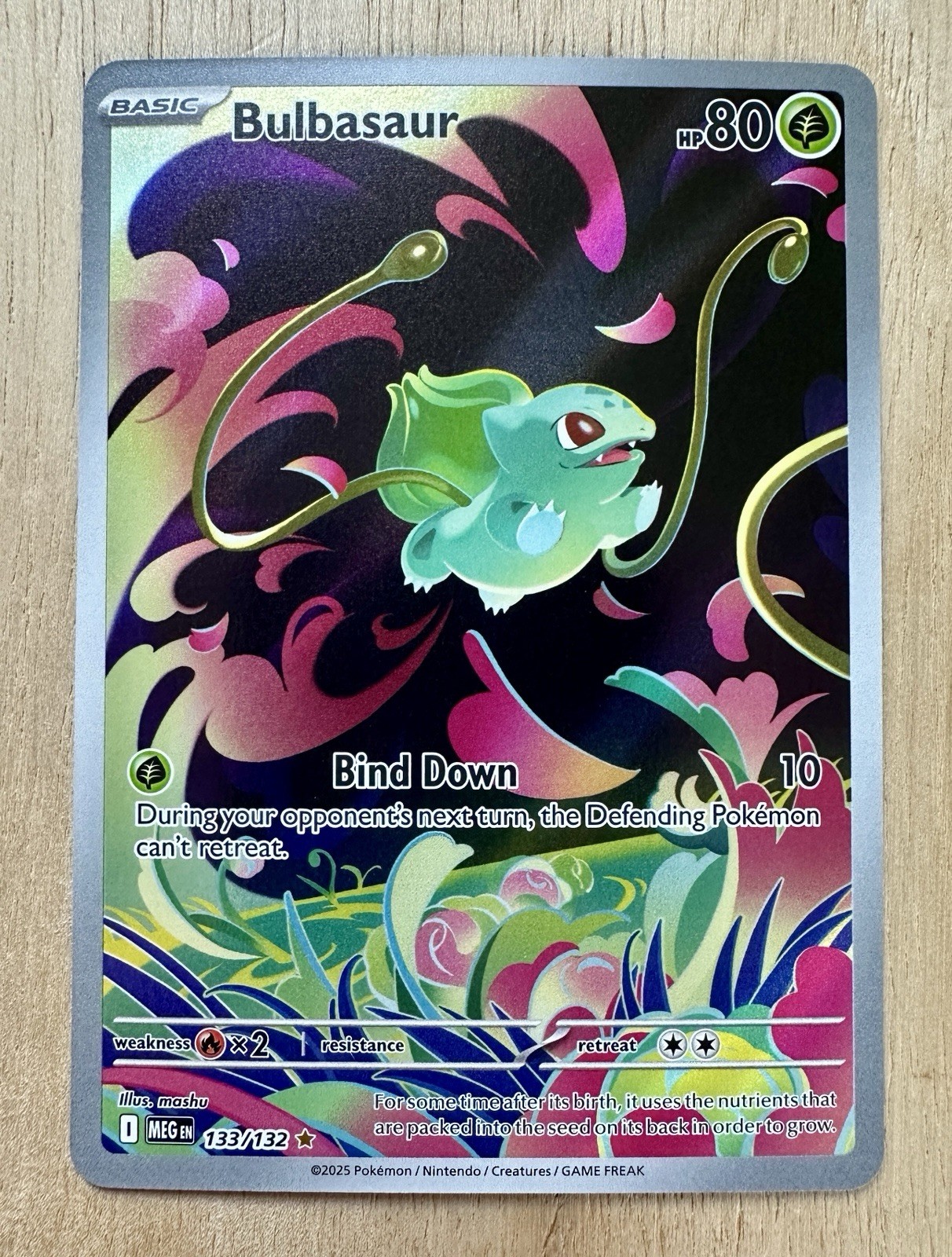 Pokémon Bulbasaur 133/132 Me01: Mega Evolution Illustration Rare Full Art Holo